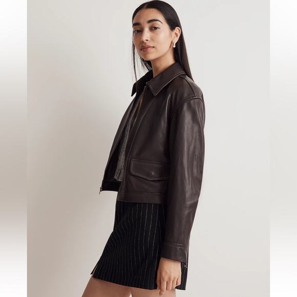 Madewell Wool-Blend Mini Skirt in Almost Black Pinstripe Size 8 - Picture 7 of 9